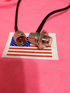  UHF VHF  SO239 bulkhead 90° to N car radio Antenna mount RG-58 14' MADE IN USA  - Picture 1 of 1