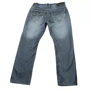 Hype Mens Sz 32 X 32 Medium Wash Denim Blue Jeans Straight Leg Decorated Pockets - Picture 1 of 15