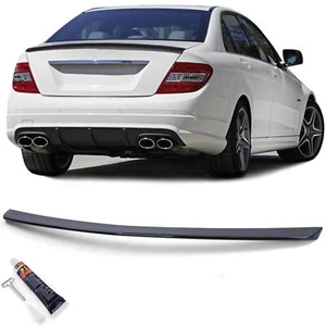 Sport Heckspoiler Lippe Schwarz Glanz für Mercedes C Klasse W204 Limousine 07-14 - Picture 1 of 6