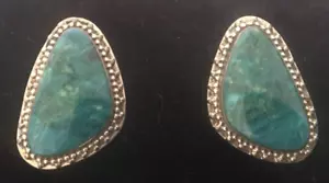 VTG DTR Jay King Thick Sterling Silver Large Turquoise Pierced Earrings - Picture 1 of 2