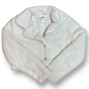Youth Girl Size 16 Special Occasion White Faux Fur Shrug Jacket Dress Sweater - Picture 1 of 1