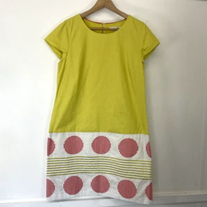 Boden Yellow Cotton Cap Sleeve Lined Shift Dress Size UK 14 R - Picture 1 of 9