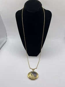 Vintage Iberia Oval Gold Toned Locket-26” Long-ornate - Picture 1 of 7
