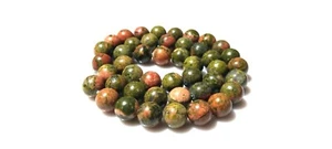 UNAKITE ROUND 8MM BALL SMOOTH LOOSE GEMSTONE BEADS 13"INCH 1 STRAND  - Picture 1 of 10