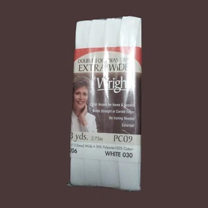 Wrights Double Fold Bias Tape Extra Wide 3 YD 2.75 M White 030 PC09 VTG 2000 - Picture 1 of 5