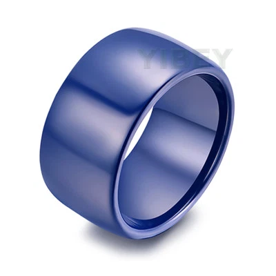 Anillo de cerámica pulida con domo azul marino de 11 mm para hombre banda especial de alta tecnología Foto 1 de 4