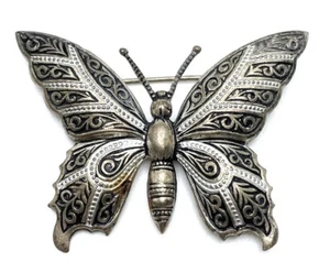 Vintage Spain Silver Damascene Damascus Butterfly Insect Brooch - Picture 1 of 10