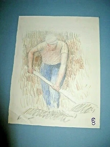 RARE DESSIN ORIGINAL COULEURS DU PEINTRE GUSTAVE PIERRE 1930 VERDUN REIMS MOREAU - Picture 1 of 3