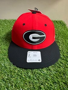 Nike UGA Dawgs Georgia Bulldogs Baseball Team Issued Fitted Cap Hat 7 Red - Picture 1 of 10