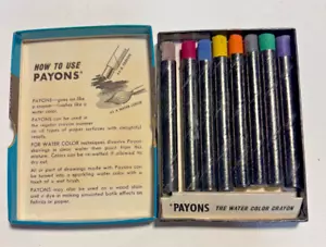 Vintage CASE of 12 Prang Payon Water Color Crayons Boxes of 8 Crayons (Each) - Picture 1 of 5