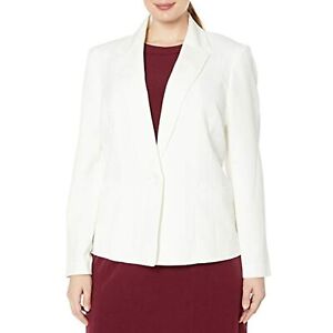 Kasper Women's Stretch Crepe One Button Jacket, Vanilla Ice, 6 (STAINED)