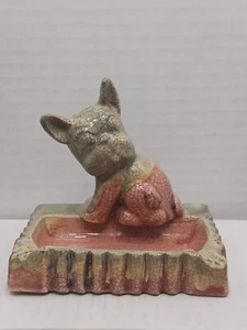 Antiker Französischer Bulldogge Aschenbecher Mitata Ware. Hat erhebliche Risse - Bild 1 von 6