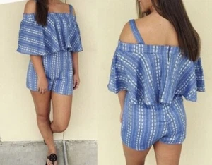 Current Project size Small Sleeveless Romper Jumpsuit Blue White New - Bild 1 von 4