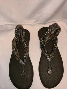 Sanuk Damen Yoga Matte Schlinge aztekische Flip Flops Sandalen Größe USA 10 braun grau - Bild 1 von 7