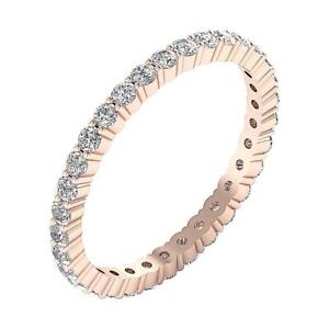 Eternity Stackable Wedding Ring SI1 G 1.10 Ct Round Diamond Rose Gold Prong Set