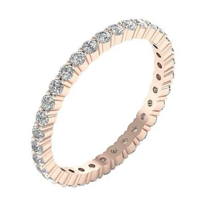 Eternity Stackable Wedding Ring SI1 G 1.10 Ct Round Diamond Rose Gold Prong Set - Picture 1 of 8