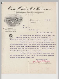 Hannover Oscar Winter Eisenwaren       altes   Schreiben   1908 - Picture 1 of 1
