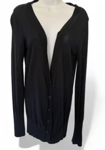 Mossimo Supply Co Button Up Cardigan Women Small Black V Neck 5 Buttons Cotton - Picture 1 of 9