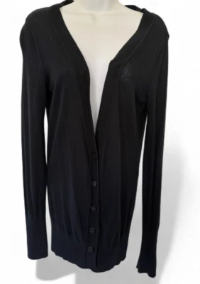 Cárdigan Mossimo Supply Co abotonado para mujer pequeño negro cuello en V 5 botones algodón Foto 1 de 4