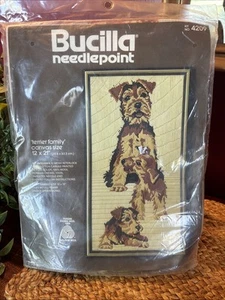 Vintage Bucilla Needlepoint Kit Terrier Family Kit 4209 New In Package Dog Puppy - Picture 1 of 6