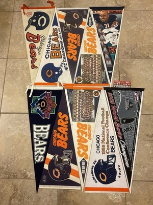 Lote de Pennant Vintage Chicago Bears Super Bowl Anos 80 Anos 90 Ano Novo - Imagem 1 de 4