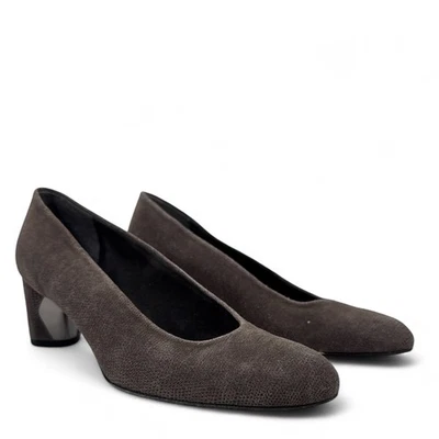 Туфли-лодочки Stuart Weitzman Solar Goosebump серые замшевые кожа на блочном каблуке размер M7.0 - Изображение 1 из 4