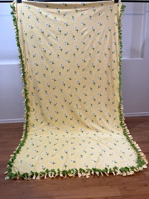 White & Orange Flowers XX-Long Fleece blanket #50 (52in W X 92.5in L) - Image 1 of 3