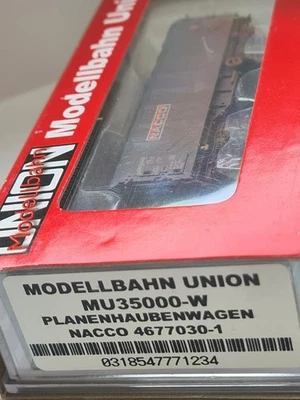 Modellbahn Union MU35000, Planenhaubenwagen, Shimmns, 4-ach., graue Plane, gealt - Bild 1 von 4