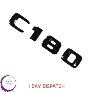 C180 GLOSS BLACK REAR BOOT LID TRUNK BADGE EMBLEM LETTERING FOR MERCEDES BENZ - Picture 1 of 3