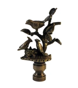 Lamp Finial-BIRDS IN BRANCHES-Aged Brass Finish, Highly detailed casting-FS - Picture 1 of 10