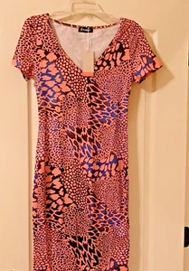  Women's Short Sleeve Print Dress By Flamingo Size Small NWT - Picture 1 of 5