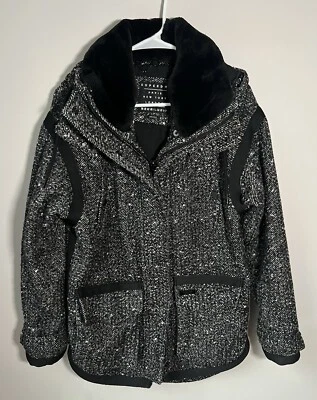 SUPERDRY женщин шерсти смесь искусственного меха флис зимняя парка куртка молнии пальто XS - Изображение 1 из 4