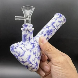 Silicone Hookah Smoking Water Pipe Bong Bubbler 4.7 " Shisha Pipe + Glass Bowl - Imagen 1 de 9