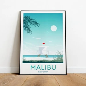 California, Malibu Traditional Travel 50x70cm Poster Premium Quality - Imagen 1 de 2