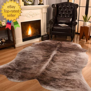 Cowhide Rug 5.2 X 6.2Feet,Cow Hide Rug Durable No-Slip Backing,Faux Cowhide Rug - Picture 1 of 12