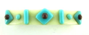 Art Glass Barrette Hair Clip White Turquoise Burgundy 3 1/4" - Picture 1 of 4