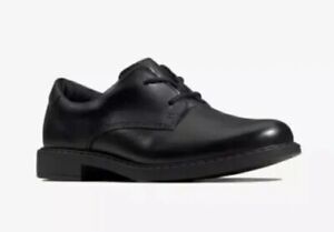 Clarks Chłopięce UK 1 G/EU 33 Scala Loop Czarne Skóra Szkolne Formalne sznurowane buty 