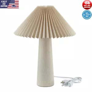 Ivory Pleated Shade Ceramic Table Lamp Modern Accent Lighting Home Decor 18 In - Picture 1 of 6