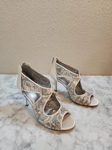 Adrianna Papell Women's White Silver Lace Arissa Formal Pump Heels Size 8M - Picture 1 of 8