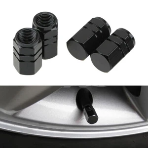 4pz Tappo Valvola Pneumatici Auto Alluminio Stelo Pneumatici Copertura Aria Polvere Cerchi Ruota Nero - Foto 1 di 12