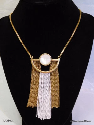 Collar Colgante Pintado Tono Dorado Marca Lucky 28" Ajustable Pavé Declaración NUEVO Foto 1 de 4