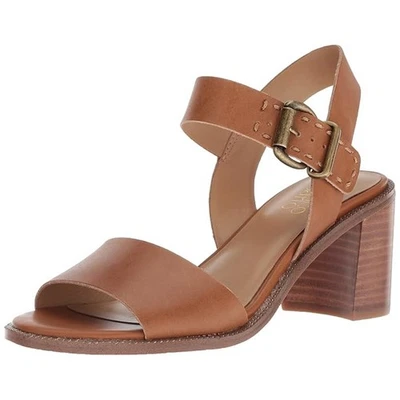 Franco Sarto Havana Leather Ankle Strap Block Heel Sandals Cognac Womens Siz 8.5 - image 1 of 4
