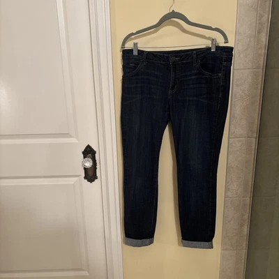 Pantalones de mezclilla para mujer Simply Vera Wang talla 10 pierna recta lavado oscuro elástico tiro medio Foto 1 de 4