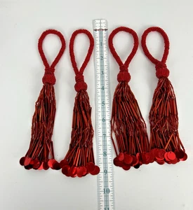 4er Set Serviettenring Halter rot Glasperlen Quaste - Bild 1 von 5