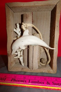 Vintage MCM Nautical Dolphin Sea Corals Wooden 3D Wall Art Shadow Box - Picture 1 of 8
