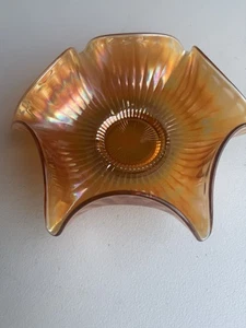 ANTIQUE NORTHWOOD "STIPPLED MUM" BOWL CRIMPED EDGE WITH STARBURST LUSTRE FINISH - Picture 1 of 2