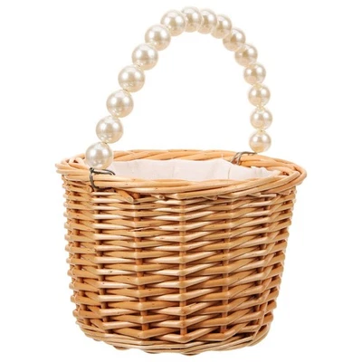  Cesto Intrecciato Cestini Vimini Di Fiori Rattan Cestino Del Fiore Matrimonio - Immagine 1 di 4