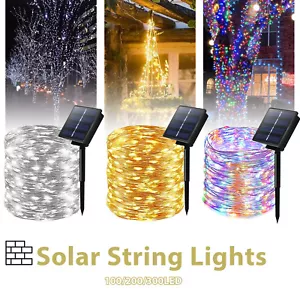 300 LED Solar String Lights Multicolor Wedding Lamp Party Garden Outdoor Decor - Picture 1 of 27