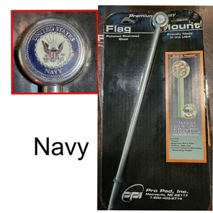 Motorcycle Flag Mount 13" Pole and Topper Navy 0521-1010 Made in the USA - Picture 1 of 1