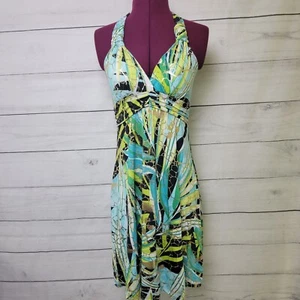VTG 90's Halter Mini Coctail Polynesian Dress Aloha Hawaiian Clothing USA Size L - Picture 1 of 10